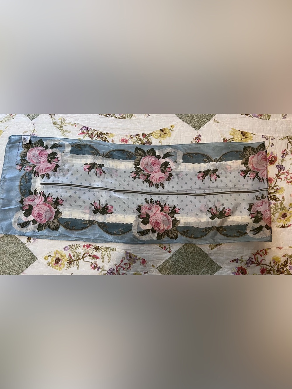 Vintage Smithsonian Institution 1988 Silk Floral Rose Scarf